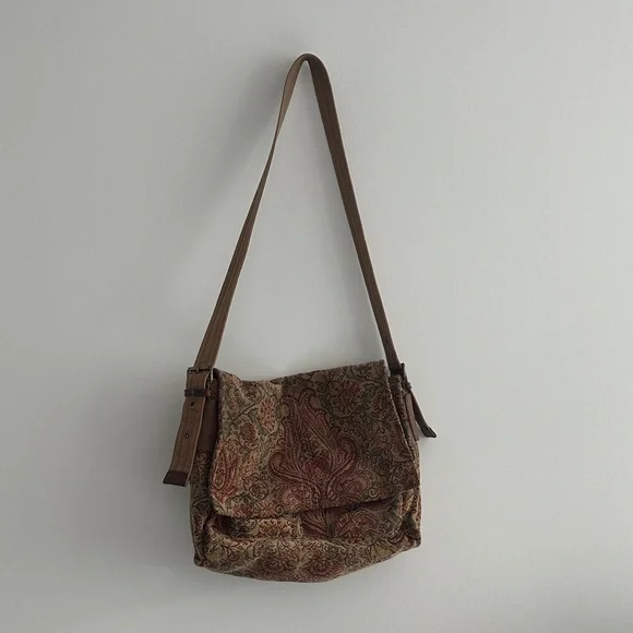 Vintage Fossil Paisley Tapestry Messenger Bag - Picture 2 of 9